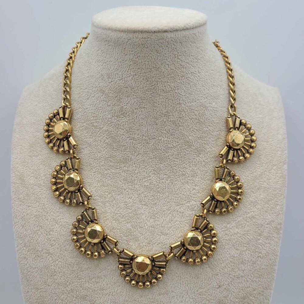 J Crew Vintage Art Deco Scallop Fan Necklace